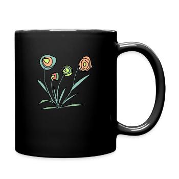 colorful flowers - Full Colour Mug - black - Right