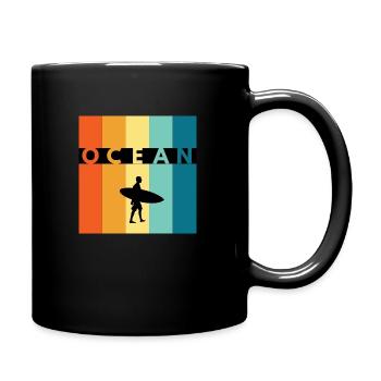 Surfen auf dem Meer - Tasse einfarbig - Schwarz - Rechts