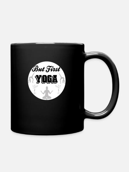 But First Yoga aber zuerst Yoga - Full Colour Mug - black