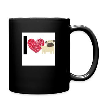 Mops - Tasse einfarbig - Schwarz - Rechts