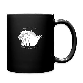 Strong and harmless, lion, dove - Full Colour Mug - black - Right