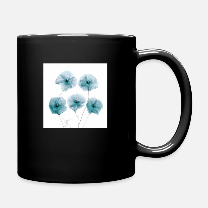Coquelicot Photo Blanc Bleu Gris - Mug uni - noir