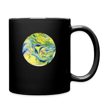 Farbverlauf gelb blau - Tasse einfarbig - Schwarz - Rechts