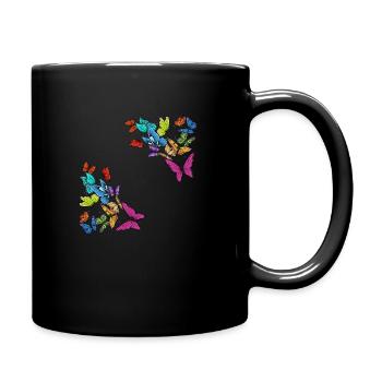 Mehrere Schmetterlinge - Tasse einfarbig - Schwarz - Rechts