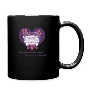 Ich liebe mein Auto - Und ach.. meine Frau auch - Tasse einfarbig - Schwarz - Rechts