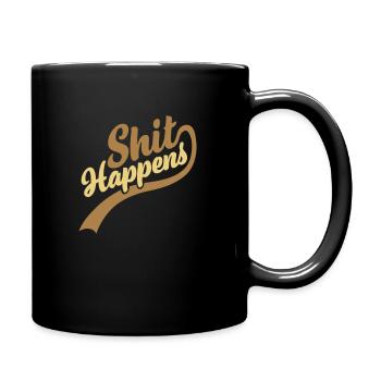 Lettering Shit happens Quote - Full Colour Mug - black - Right
