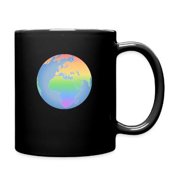 Erde Kontinente Welt LGBT Regenbogen queer Pastell - Tasse einfarbig - Schwarz - Rechts