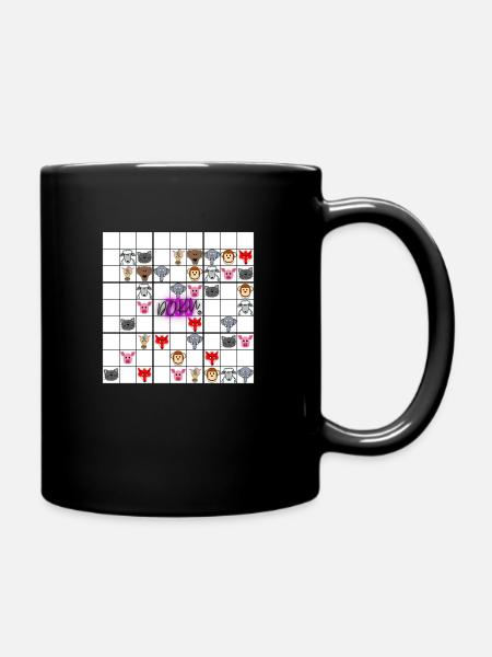 Sudoku vs zoo Documentary - Animals in a Sudokur puzzle. - Full Colour Mug - black