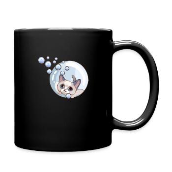 Soap Bubbles Cat - Full Colour Mug - black - Right