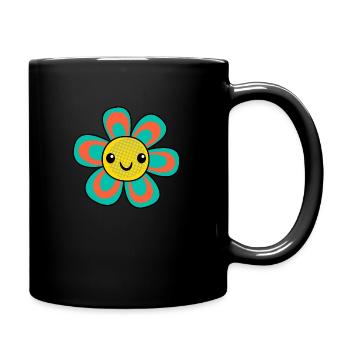 Happy Smiling Green Daisy Flower - Full Colour Mug - black - Right