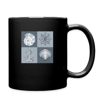 Maritime Symbole - Tasse einfarbig - Schwarz - Rechts