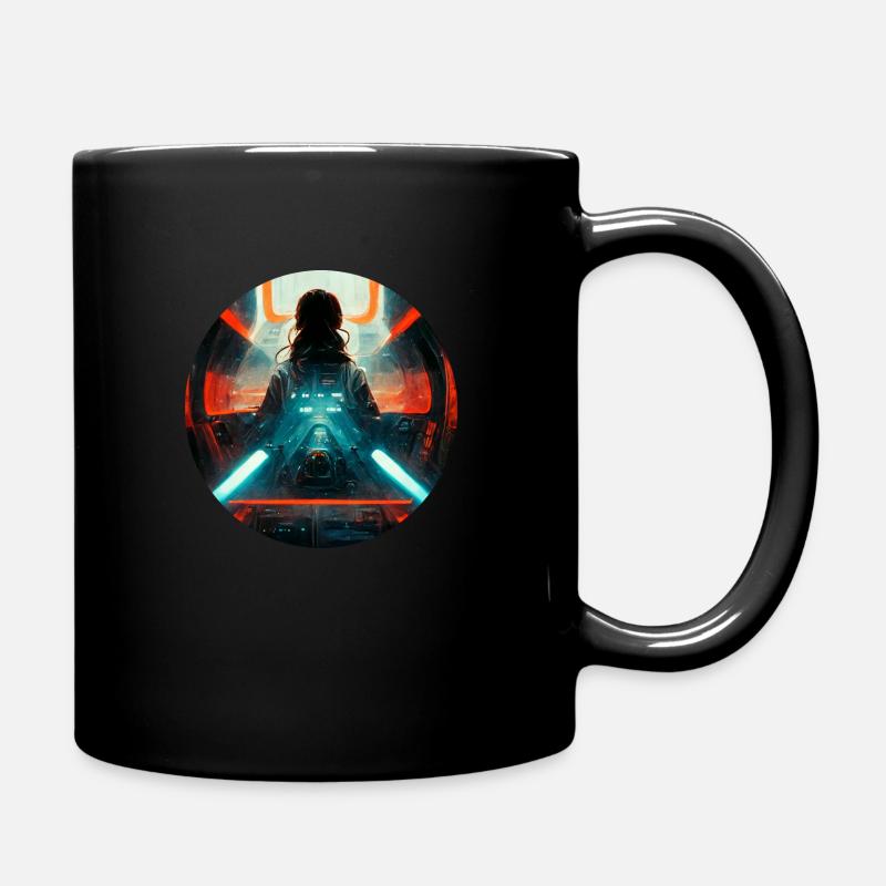 Leila Spaceship Retro - Tasse einfarbig - Schwarz