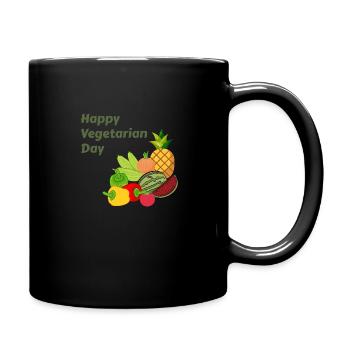 happy vegetarian day - Tasse einfarbig - Schwarz - Rechts