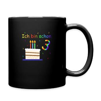 Ich bin 3 Jahre Geburtstag Torte Design Kinder - Tasse einfarbig - Schwarz - Rechts