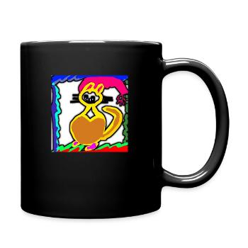 Traurige Katze zeichnen, aber er ist glücklich - Tasse einfarbig - Schwarz - Rechts