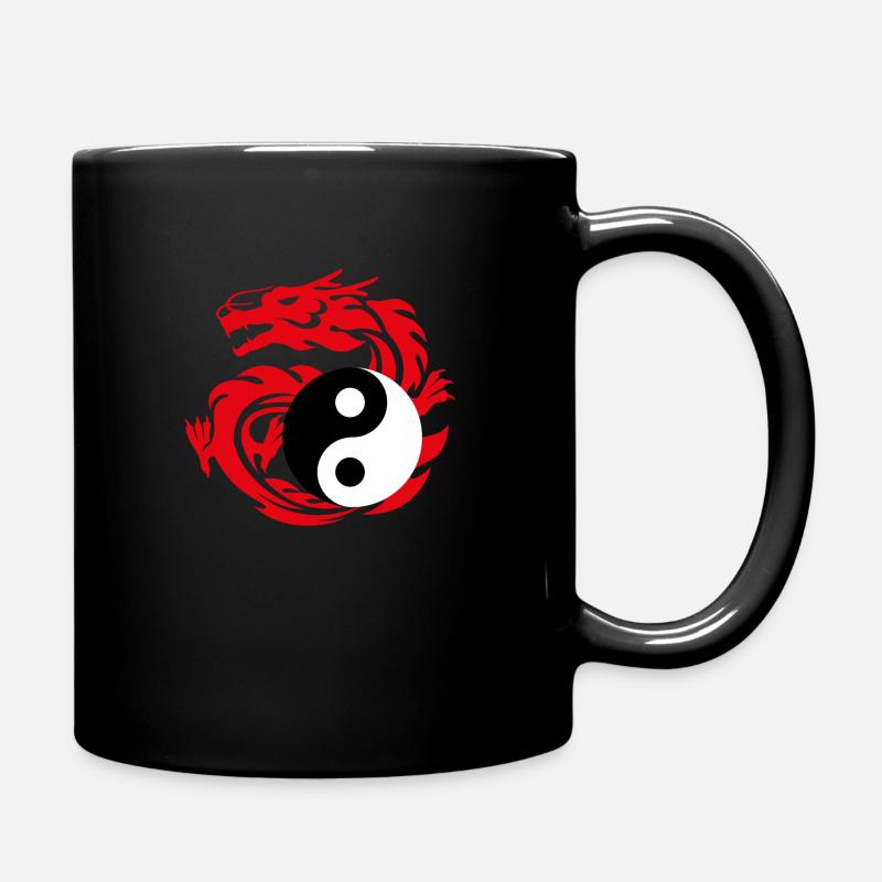 Yin and Yang and Dragon - Full Colour Mug - black