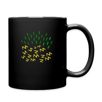 Yellow and Green lightning storm and energy - Full Colour Mug - black - Right