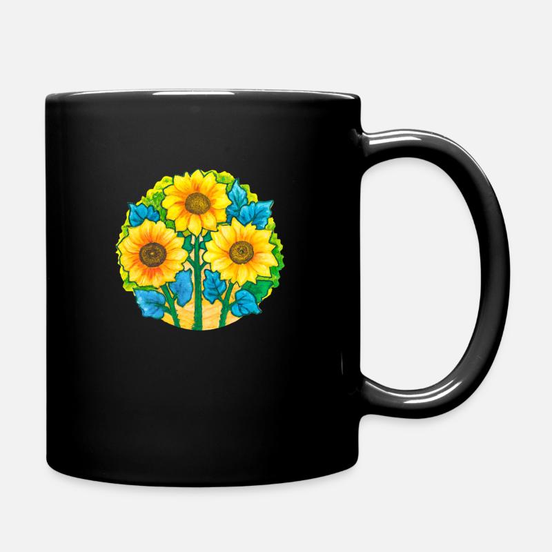 Sonnenblumen - Tasse einfarbig - Schwarz