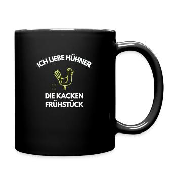 T-Shirt Ich liebe Hühner die kacken Frühstück - Tasse einfarbig - Schwarz - Rechts