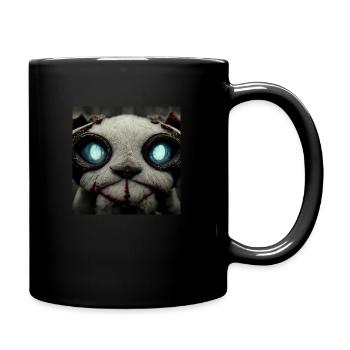 Chat maléfique aux yeux bleu vif - Mug uni - noir - Droite