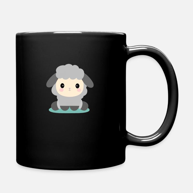 Sitzende Kawaii-Schafe - Tasse einfarbig - Schwarz