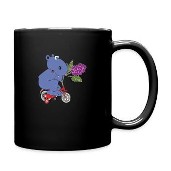hippo nilpferd kinder herrentag männertag fahrrad - Tasse einfarbig - Schwarz - Rechts