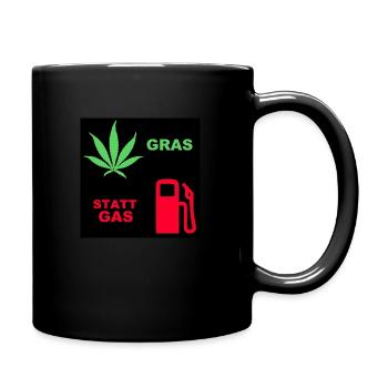 gras statt gas - Tasse einfarbig - Schwarz - Rechts