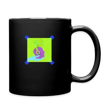 urban-relax Kopf auf der Hand hört Musik - Tasse einfarbig - Schwarz - Rechts