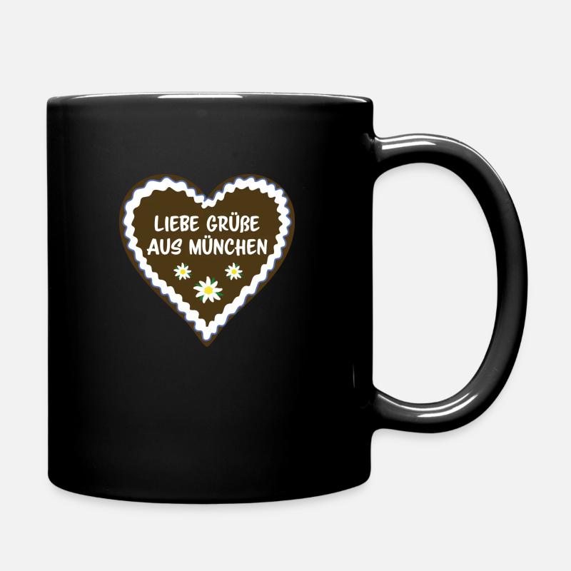 Liebe Grüße aus München - Tasse einfarbig - Schwarz