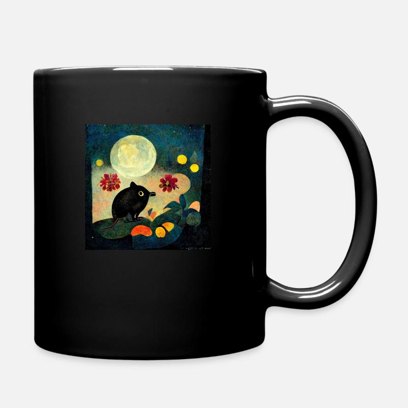 Maulwurf bei Mondschein im Wald - Tasse einfarbig - Schwarz