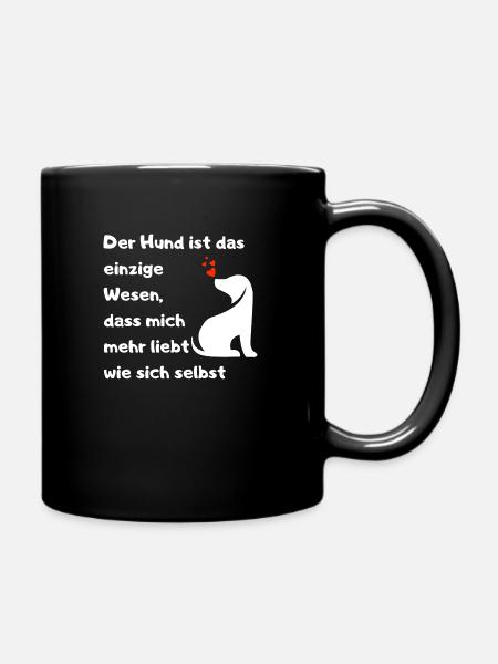 Hunde lieben mich mehr als sich selbst Spruch Lieb - Tasse einfarbig - Schwarz