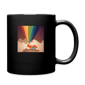 Fuchs Regenbogen - Tasse einfarbig - Schwarz - Rechts