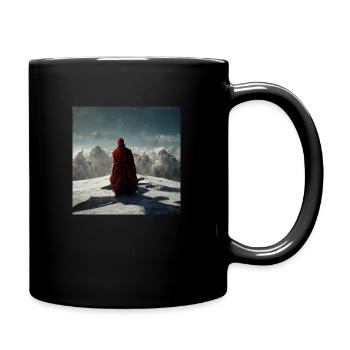 Monk standing on the top of the snowy mountain - Mug uni - noir - Droite