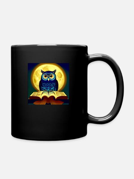Réserver hibou à la pleine lune - Mug uni - noir