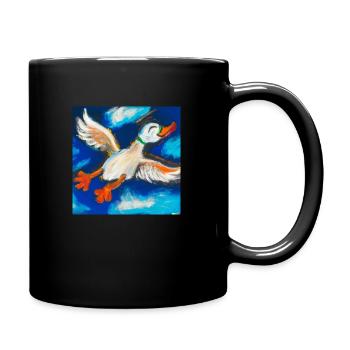 Fliegendes Birdy - Tasse einfarbig - Schwarz - Rechts