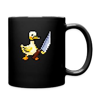 Canard tenant un couteau Pixel Art - Mug uni - noir - Droite