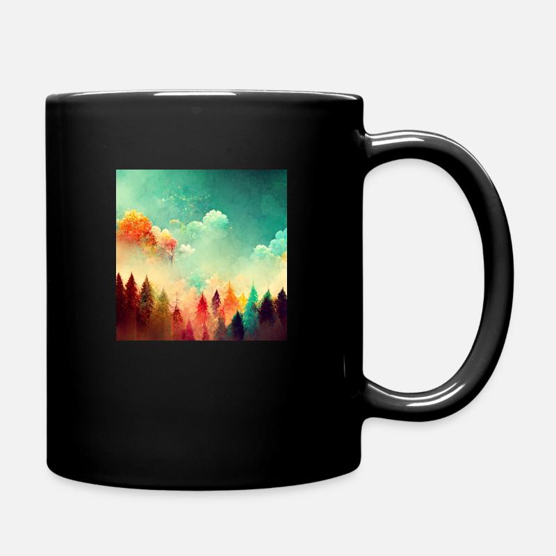 Bunter Wald - Tasse einfarbig - Schwarz