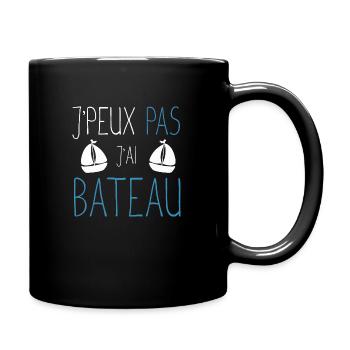 Je peux pas j'ai bateau cadeau humour marin homme - Mug uni - noir - Droite