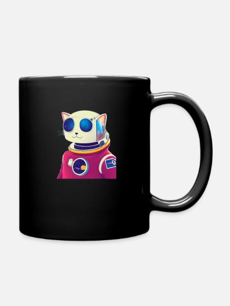 Space Cat - Tasse einfarbig - Schwarz