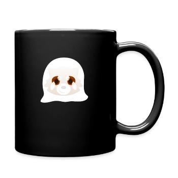 Red panda disguised as a ghost for Halloween - Full Colour Mug - black - Right