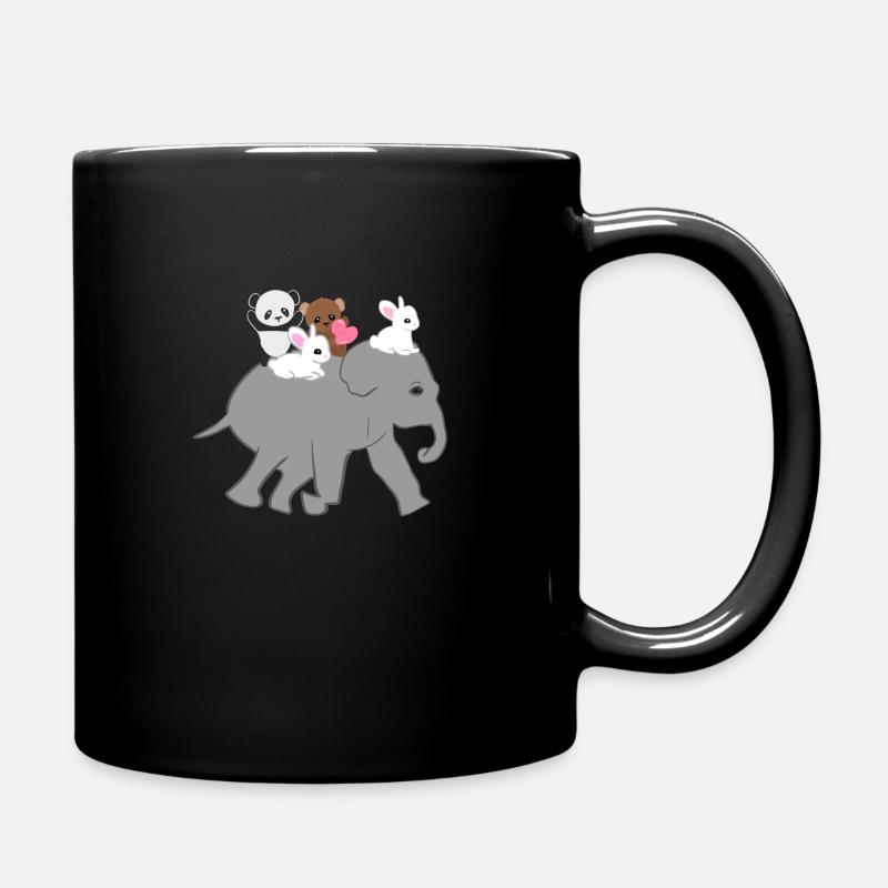 Animaux Bébé Éléphant Symbole Ours Lapin Panda - Mug uni - noir