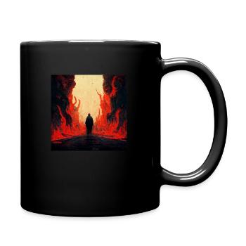 Man goes to the light through the fire of Hell - Full Colour Mug - black - Right