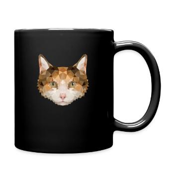 Süße Katze im Polygonstyle miaut eckig kantig - Tasse einfarbig - Schwarz - Rechts