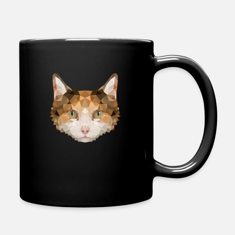 Süße Katze im Polygonstyle miaut eckig kantig - Tasse einfarbig - Schwarz