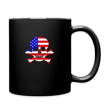 Sterne und Streifen Totenkopf und Kreuzknochen - Tasse einfarbig - Schwarz - Rechts