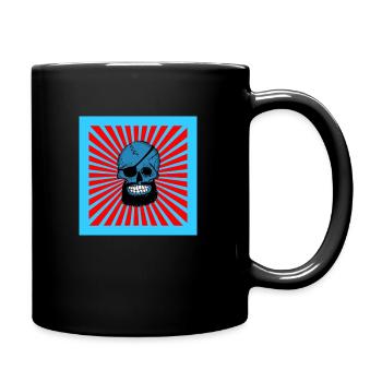 Blauer Schädel des Piraten - Tasse einfarbig - Schwarz - Rechts