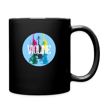 Violine mit Pop-Art Collage - Tasse einfarbig - Schwarz - Rechts