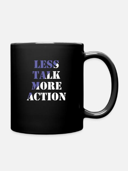 FB Less words more action - Full Colour Mug - black