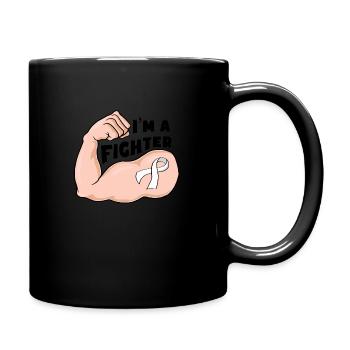 Fight Cancer - White ribbon - Tasse einfarbig - Schwarz - Rechts
