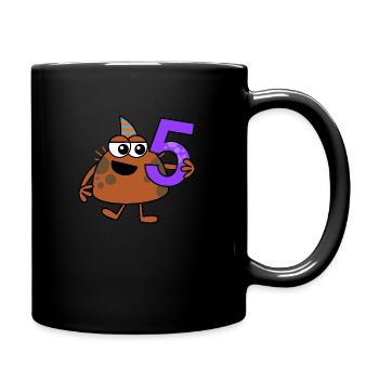 Funny Cartoon Number Five Monster - Full Colour Mug - black - Right